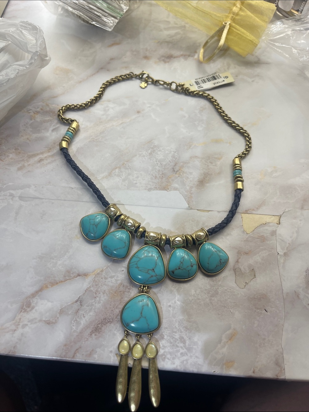 Lucky brand Turquoise Statement Pendant Necklace - Blue Gem Accent
